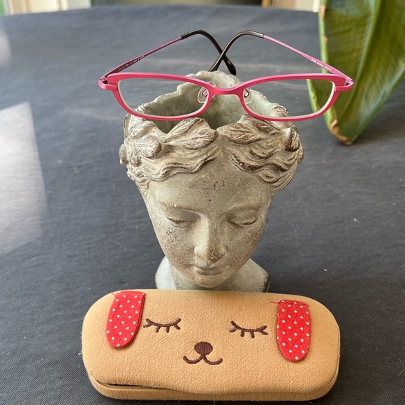 Bevel Eyeglasses Debbie Pink Berry Frame Case Japan 46-17 Titanium Vintage Y2K - Picture 2 of 13